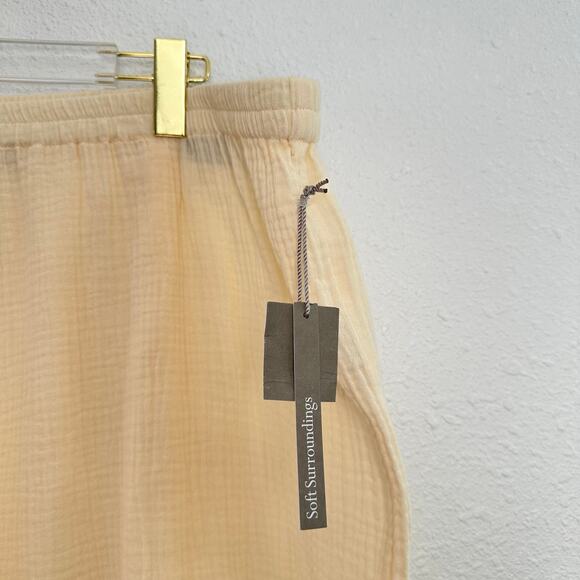 Soft Surroundings Key Biscayne Gauze Pants Women 3x Ivory Wide Leg Resort - Picture 3 of 7